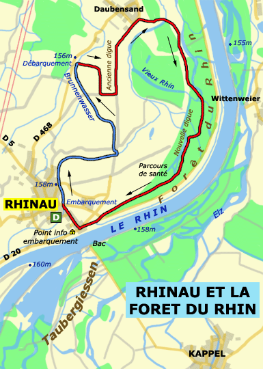 Carte du circuit de randonne "Rhinau et la foret du Rhin"