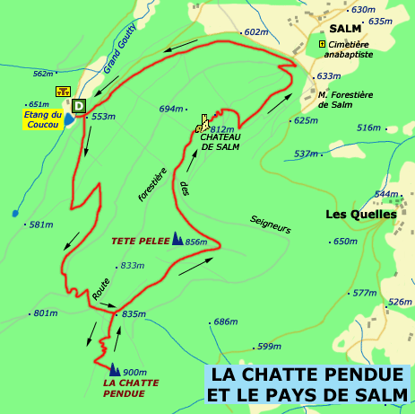 Carte du circuit de randonn�e "LA CHATTE PENDUE A PARTIR DE L