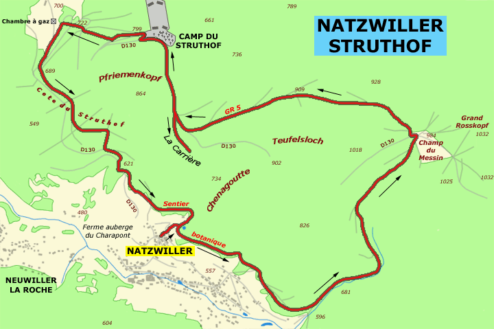 Carte du circuit de randonnée "DE NATZWILLER AU STRUTHOF"
